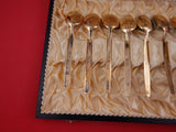 David Andersen Norwegian Sterling Demitasse Spoon Set of 12 fitted box 3 3/4"