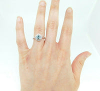 14k White Gold Sky Blue Genuine Natural Tourmaline and Diamond Ring (#J5041)