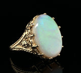 14k Yellow Gold 5.86 Carat Australian Genuine Natural Opal Ring (#J6335)