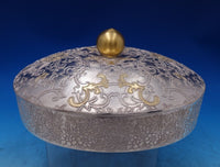 Korean .990 Silver Relish Dish Chrysanthemum Motif Partial Gilt 3-D Fruit #7509