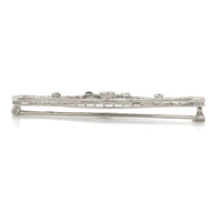 14k FIligree Diamond Bar Pin w/Platinum Synthetic Lab-Created Sapphires (#J6956)