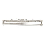 14k FIligree Diamond Bar Pin w/Platinum Synthetic Lab-Created Sapphires (#J6956)