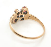 10k Gold Opal, Synthetic Lab-Created Ruby/Paste, and Pearl Victorian Ring #J6290