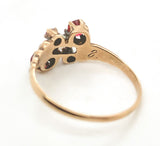 10k Gold Opal, Synthetic Lab-Created Ruby/Paste, and Pearl Victorian Ring #J6290
