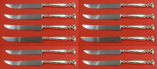 Romance of the Sea Wallace Sterling Silver Steak Knife Custom Set 12 pcs 8 1/2"