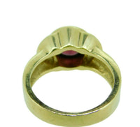 14k Yellow Gold Genuine Natural Garnet and Diamond Ring Wide Heavy (#J395)