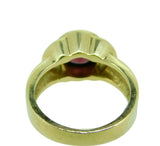 14k Yellow Gold Genuine Natural Garnet and Diamond Ring Wide Heavy (#J395)