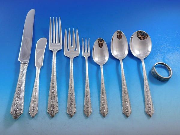 Normandie by Wallace Sterling Silver Flatware Set for 12 Service 117 pcs Floral