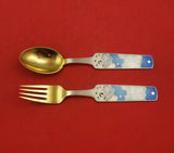 Christmas by A. Michelsen Sterling Silver Fork and Spoon Set 2pc 1963 Vermeil