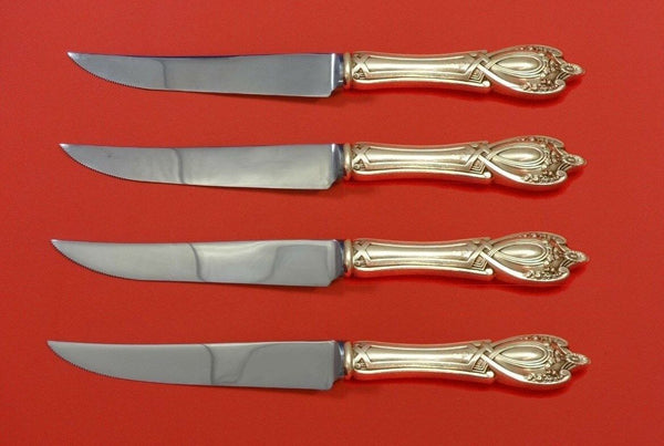 Monticello by Lunt Sterling Silver Steak Knife Set 4pc HHWS Custom Made 8 1/2"