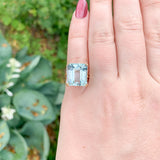 14k Yellow Gold 10 Carat Emerald Cut Genuine Natural Aquamarine Ring (#J7415)