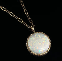 14k Gold Round 7.48 Carat Australian Genuine Natural Opal Pendant (#J6717)