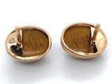 14k Gold Earrings w/ Scarab Carved Genuine Natural Tiger's Eye Quartz (#J6685)