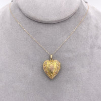 10k Yellow Gold Locket with Rose Gold Flowers and Bow w/ 14k Gold Chain (#J6673)