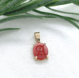 14k Yellow Gold Genuine Natural Carnelian Signet Initial "A" Pendant (#J7345)