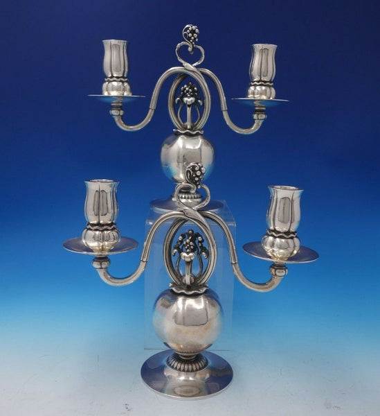 Pomegranate by Georg Jensen Sterling Silver Candelabra Pair 2-Light #324 (#4954)