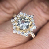 18k Gold 1.04ct Specialty Hexagon Yellow Genuine Sapphire Diamond Ring (#J5190)