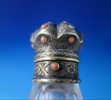 Sterling Silver and Cut Crystal Perfume Bottle Gilded with Coral Beads (#5551)