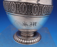 French Sterling Silver Cup and Saucer 2pc GW Winged Cherub Applied Border #8422