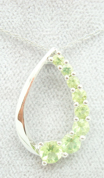 14k Gold Pendant with Graduating Genuine Natural Peridots (#J2421)