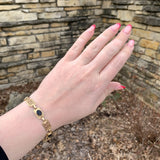 Deco Style 10k Yellow Gold Genuine Natural Black Onyx Filigree Bracelet (#J7551)
