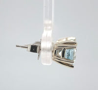 14k White Gold 1.62cttw Round Genuine Natural Aquamarine Stud Earrings (#J6376)
