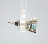 14k White Gold 1.62cttw Round Genuine Natural Aquamarine Stud Earrings (#J6376)