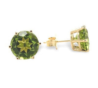 14k Yellow Gold 3.90 Carat TW Genuine Natural Peridot Stud Earrings (#J7023)