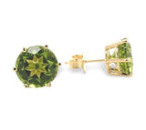 14k Yellow Gold 3.90 Carat TW Genuine Natural Peridot Stud Earrings (#J7023)