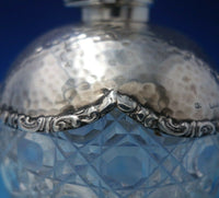 English Sterling Silver Dresser Jar Hand Hammered with Cut Crystal (#5480)