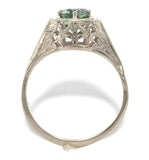 Art Deco 14k White Gold .97ct Green Genuine Tourmaline Filigree Ring (#J7478)
