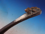 Joseph Heinrichs Sterling Silver Buffet Fork Bronze Rabbit 12 1/2" Arts & Crafts