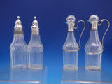 English Georgian Sterling Silver Cruet Set 7pc w/ Stand Pierced Footed (#6997)