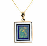 Kaufmann 14k Gold Genuine Natural Opal Intarsia Pendant with Lapis (#J6240)
