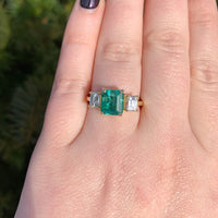 18k Yellow Gold GIA 2.86 Carat Emerald and 1.02 Carat Diamond Ring (#J6507)