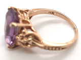 14k Rose Gold Ring with Genuine Natural Amethyst and Flowers Size 5 (#J6904)