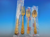 Repousse by Kirk Sterling Silver Flatware Set For 8 Service 71 pcs Vermeil New