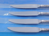Chrysanthemum by Durgin Sterling Silver Steak Knife Set 4pc HHWS Custom 8 3/8"