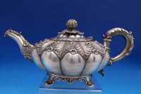 Edward Barnard English Georgian Sterling Silver Tea Set 4pc 3-D Gourds (#7502)