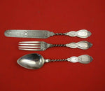 Twand Co Coin Silver Junior Set 3-Piece Bright-Cut Knife Fork Spoon Heirloom