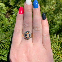 10k Yellow Gold Men's Ring Enamel Cross Deer / Elk Size 11.5 Jewelry (#J6641)
