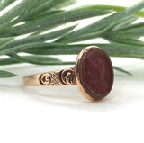 10k Rosey Yellow Gold Genuine Natural Carnelian Stone Warrior Cameo Ring #J7274