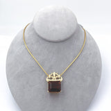 14k Gold Deco Style Large 43ct Genuine Natural Madeira Citrine Necklace (#J6239)