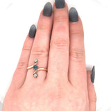 14k Gold Victorian Mine Cut Genuine Natural Diamond and Sapphire Ring (#J5496)