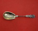 Medallion by Wood and Hughes Sterling Silver Berry Spoon GW Chased Design 8 7/8"