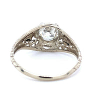 14k White Gold Art Deco .78ct Genuine Natural Diamond Filigree Ring GIA (#J5194)