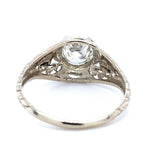 14k White Gold Art Deco .78ct Genuine Natural Diamond Filigree Ring GIA (#J5194)