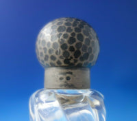 French Sterling Silver Perfume Flask with Cut Crystal Hammered Lid 10 3/4" #5550