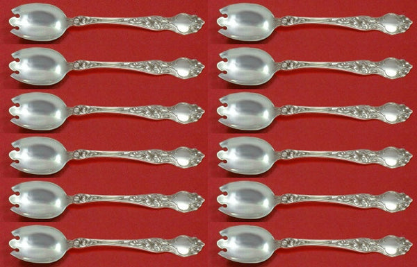Violet by Wallace Sterling Ice Cream Dessert Fork Custom Set 12 pcs 6"