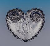 Edward Brown English Sterling Silver Inkwell Set w/Heart Shaped Tray 3pc (#3195)